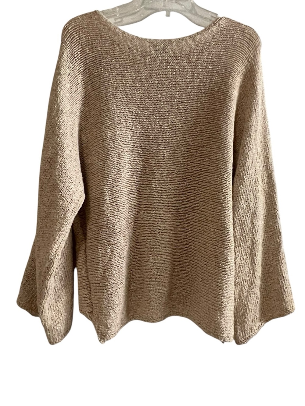 ZARA Knit Sweater Small Beige 100% Italian Yarn Cotton - Picture 2 of 4